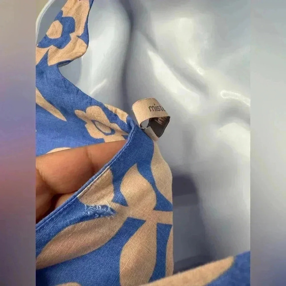 Mister Zimi Blue and Peach Floral Print Tiered Dress Size 4 - Picture 6 of 7